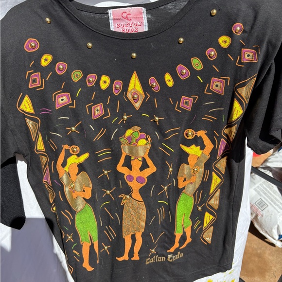 cotton code Tops - Vintage African Tribal Shirt